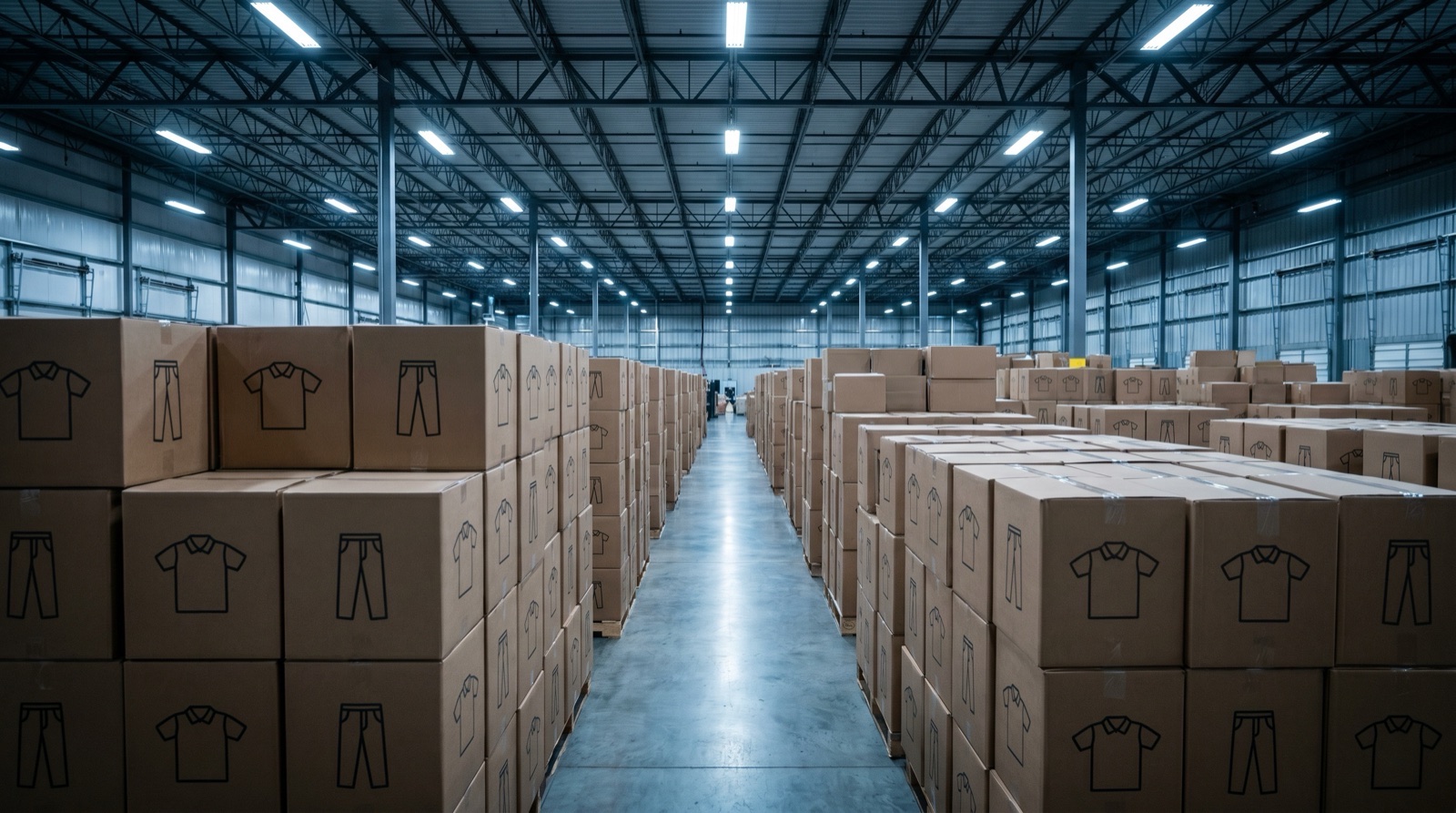 Warehouse interior aisle
